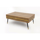 Smart Sleek Warm Wood Tone with Gold Center Table Proffice furniture